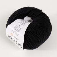 Пряжа "Jeans" 55% хлопок, 45% акрил 160м/50гр (53 черный) Пряжа "Jeans" 55% хлопок, 45% акрил 160м/50гр (53 черный)