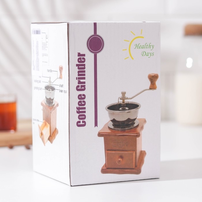 Кофемолка ручная &laquo;Утренний кофе&raquo;, 9,8&times;16 см, красное дерево