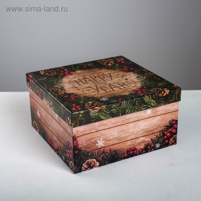Набор подарочных коробок 6 в 1 &laquo;Деревянный&raquo;, 10 х 10 х 6 - 20 х 20 х 11 см , Новый год