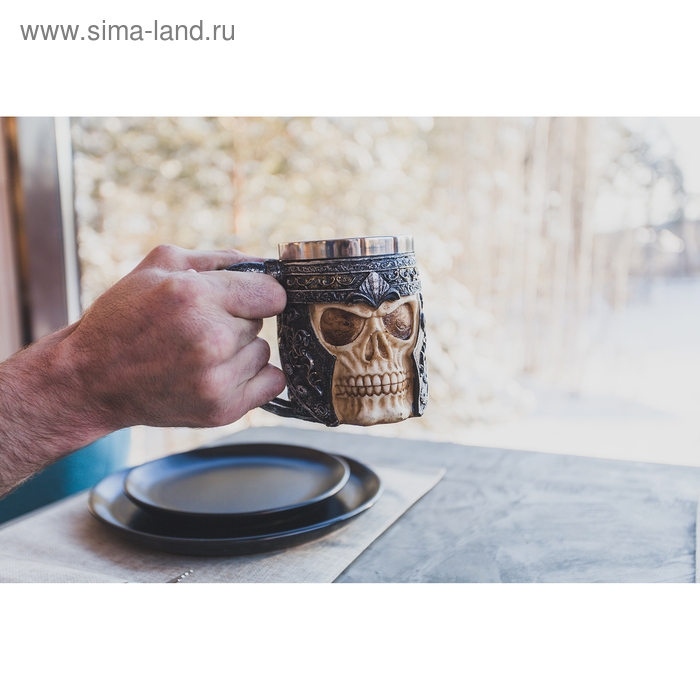 Кружка из нержавеющей стали &laquo;Череп. Хэллоуин&raquo;, 400 мл, цвет серебряный