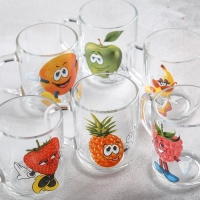 Кружка стеклянная &laquo;Фрутис&raquo;, 200 мл, рисунок МИКС