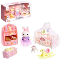 Игровой набор «Зайчик: детская комната» с набором мебели, питомцем и аксессуарами, МИКС Игровой набор «Зайчик: детская комната» с набором мебели, питомцем и аксессуарами, МИКС