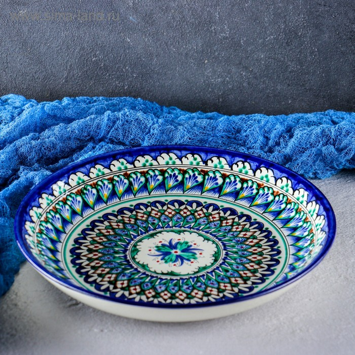 Ляган Риштанская Керамика Ляган Риштанская Керамика "Узоры", 25 см, синий микс