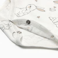 Боди детское с коротким рукавом, цвет белый/зайчики, рост 80