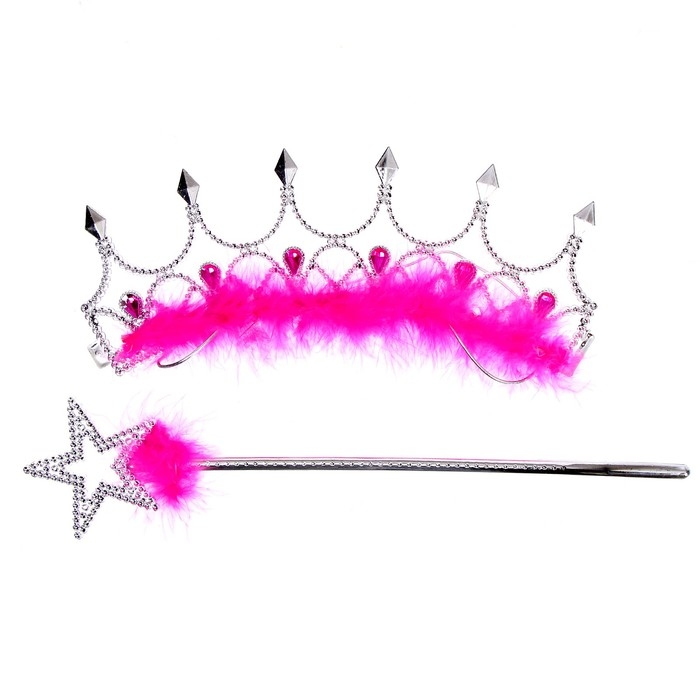 Карнавальный набор «Маленькой принцессы», 2 предмета: жезл, корона на резинке Карнавальный набор «Маленькой принцессы», 2 предмета: жезл, корона на резинке