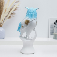 Фигура "Мудрый филин" гжель золото, 15х14х34см