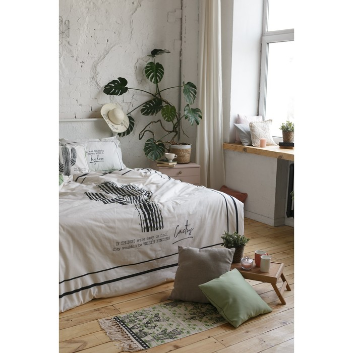 Постельное бельё "Этель" евро Кактус 200х217 см, 240*220 см, 50х70+3 см - 2 шт
