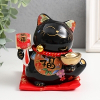 Копилка керамика "Кот Манэки-нэко с пожеланием счастья " черный 8,5х9,5х12,5 см Копилка керамика "Кот Манэки-нэко с пожеланием счастья " черный 8,5х9,5х12,5 см
