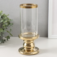 Подсвечник керамика, стекло на 1 свечу "Веллис" d=8 см золото 10х10х21,5 см Подсвечник керамика, стекло на 1 свечу "Веллис" d=8 см золото 10х10х21,5 см