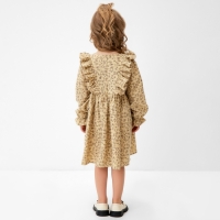 Платье для девочки MINAKU: Cotton collection цвет бежевый, рост 110 см