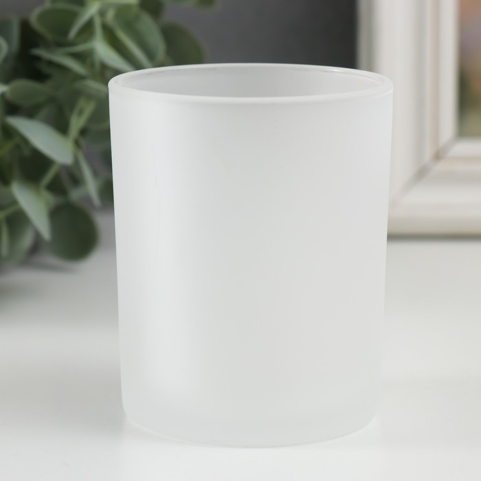 Банка для свечей стекло "Новый день - новый шанс" 220 мл белая, матовая 7х7х8,4 см