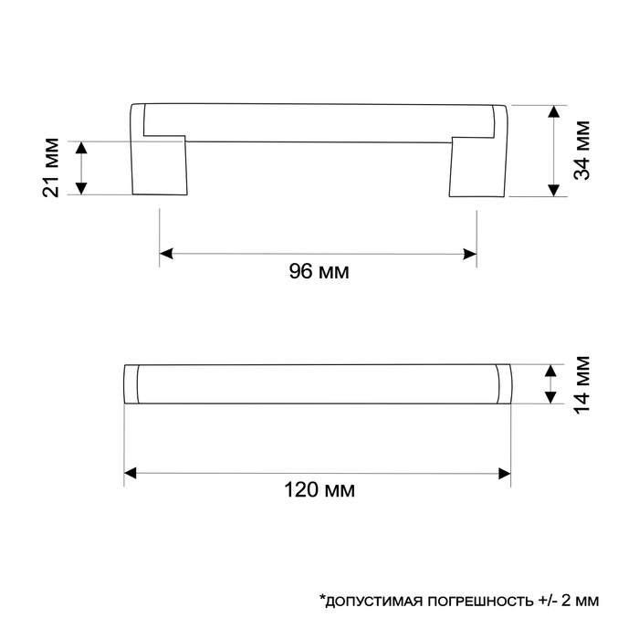 Ручка-скоба CAPPIO RSC013, м/о 96 мм, d=14 мм, цвет сатиновый никель