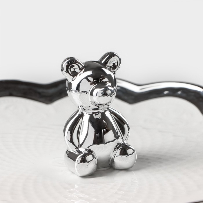 Этажерка - фруктовница круглая &laquo;Стильный мишка&raquo;, 2 яруса, d=18,5/26 см, керамика, цвет белый