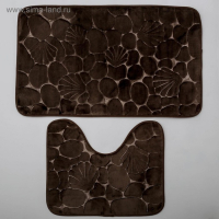 Коврики для ванной и туалета Доляна «Галька, ракушки», 2 шт: 40×50 см, 50×80 см Коврики для ванной и туалета Доляна «Галька, ракушки», 2 шт: 40×50 см, 50×80 см