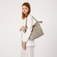 Сумка-тоут на молнии, 2 наружных кармана, цвет серый