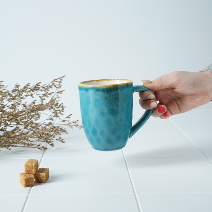 Кружка фарфоровая Magistro «Церера», 400 мл, цвет голубой Кружка фарфоровая Magistro «Церера», 400 мл, цвет голубой