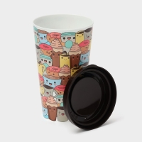 Стакан пластиковый с крышкой «IZI-GO», 550 мл, 9,3×9,1×15,8 см, декор МИКС, цвет тёмно-коричневый Стакан пластиковый с крышкой «IZI-GO», 550 мл, 9,3×9,1×15,8 см, декор МИКС, цвет тёмно-коричневый