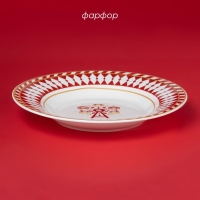 Тарелка новогодняя глубокая Доляна «Парк аттракционов», d=20,5 см, 150 мл, фарфор, цвет белый Тарелка новогодняя глубокая Доляна «Парк аттракционов», d=20,5 см, 150 мл, фарфор, цвет белый