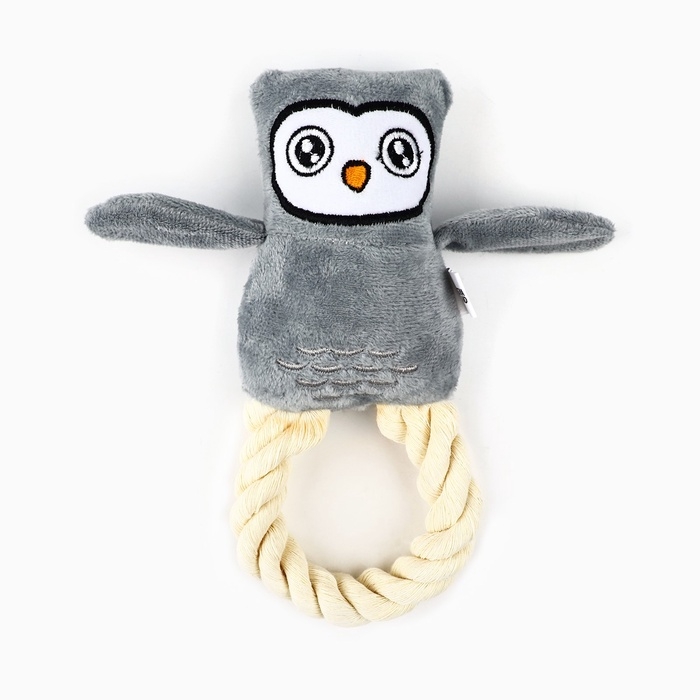 Игрушка для собак с канатом &laquo;Сова&raquo;, 20 х 15 см, серый