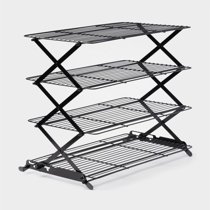 Решётка для глазирования и остывания кондитерских изделий, 4 яруса, 43,5&times;25,5&times;8 см, цвет чёрный