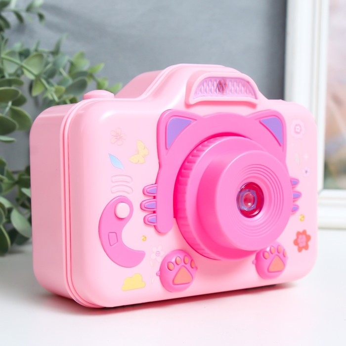 Шкатулка музыкальная механическая свет Шкатулка музыкальная механическая свет "Фотоаппарат - кошечка" розовый 10,5х12,5х16 см