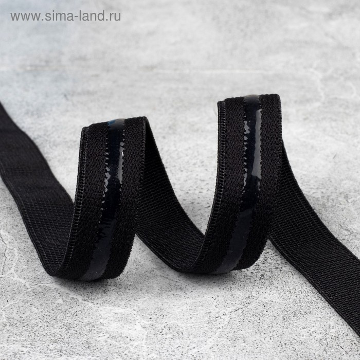 Резинка с силиконом, 15 мм, 10 &plusmn; 1 м, цвет чёрный