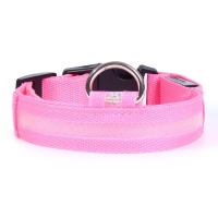 Ошейник с подсветкой размер S, ОШ 35-43 х 2,5 см, 3 режима свечения розовый