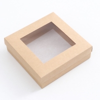 Коробка складная, крышка-дно, с окном, крафтовая, 20 х 20 х 6 см Коробка складная, крышка-дно, с окном, крафтовая, 20 х 20 х 6 см