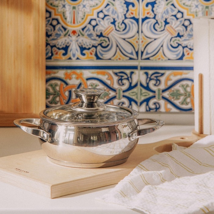 Кастрюля из нержавеющей стали SL Home &laquo;Олла&raquo;, 1,5 л, d=16 см, h=8 см, с крышкой, капсульное дно, индукция