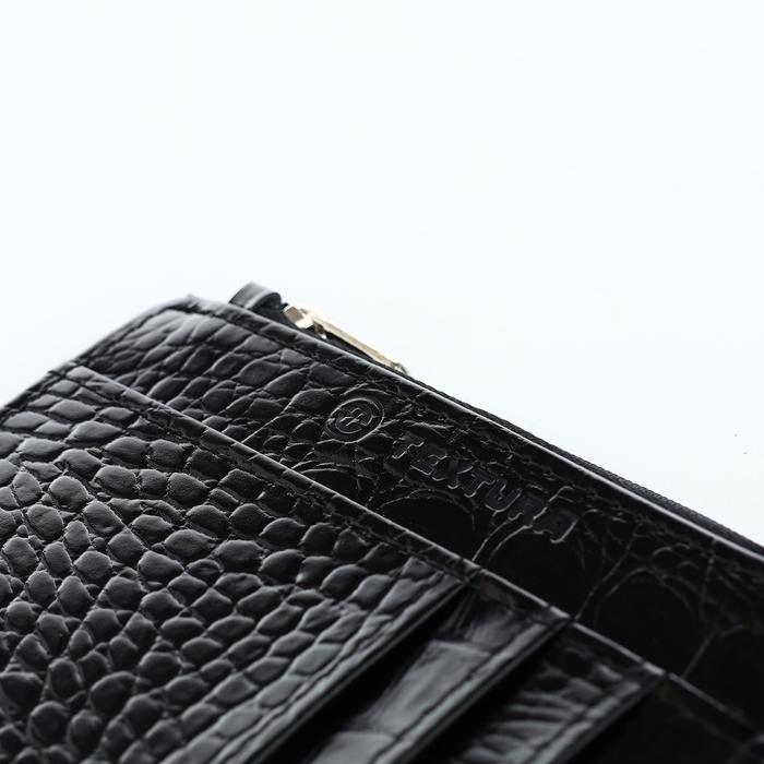 Визитница кожаная, TEXTURA, 8 карт, цвет чёрный