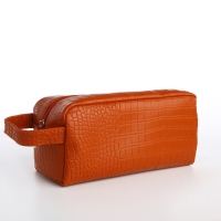 Косметичка на молнии, цвет рыжий Косметичка на молнии, цвет рыжий