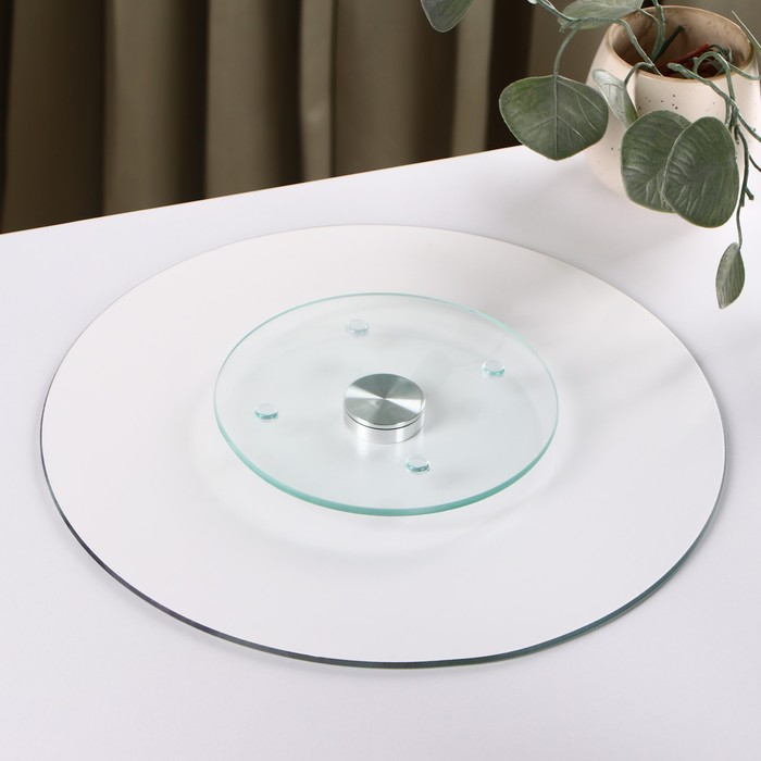 Подставка стеклянная для торта вращающаяся Доляна &laquo;Сладости&raquo;, d=32 см ㅤ