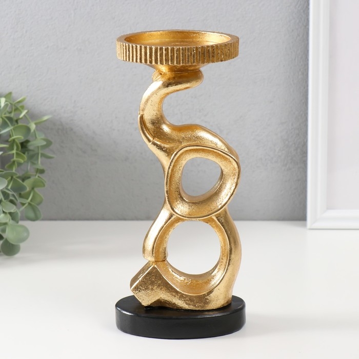 Подсвечник полистоун на 1 свечу Подсвечник полистоун на 1 свечу "Абстракция. Слон" золото 10,9х9,5х23,8 см