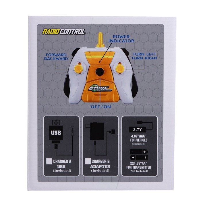 Машина-перевёртыш радиоуправляемая FUTURE, работает от аккумулятора, цвет жёлтый