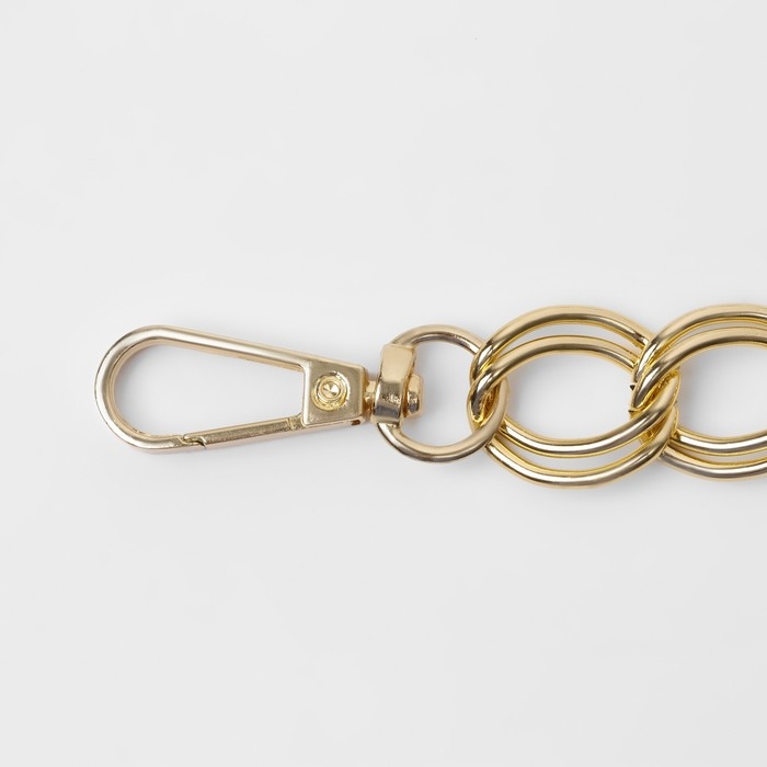 Цепочка для сумки, с карабинами, металлическая, двойная, 19 &times; 14 мм, 120 см, цвет золотой