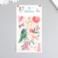 Наклейка бумага "Влюблённые птички" набор 6 листов 18,6х10 см Наклейка бумага "Влюблённые птички" набор 6 листов 18,6х10 см