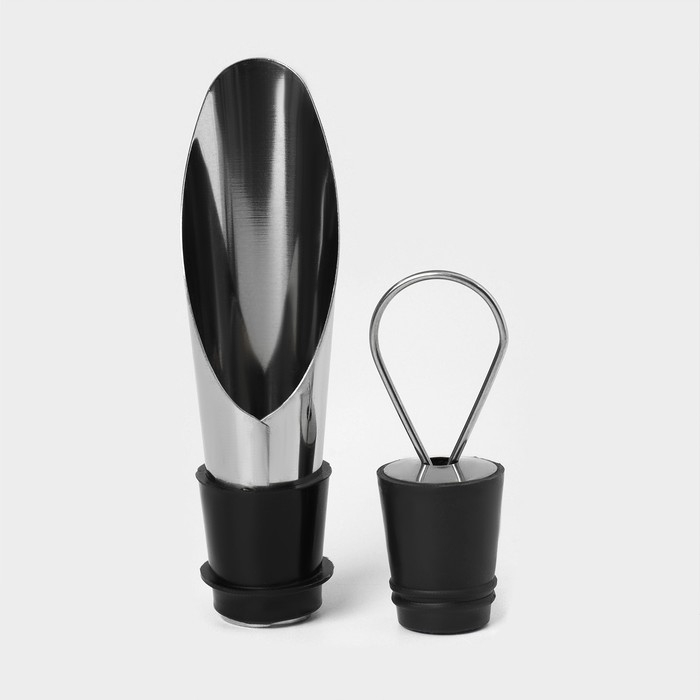 Набор для вина в кейсе Доляна «Бутылка», 5 предметов: пробка, кольцо, каплеуловитель, штопор, нож для срезания фольги Набор для вина в кейсе Доляна «Бутылка», 5 предметов: пробка, кольцо, каплеуловитель, штопор, нож для срезания фольги