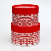 Набор коробок 2в1 круглые "Сказочного нового года" 14*14*9,5см/12,5*12,5*8,5см Набор коробок 2в1 круглые "Сказочного нового года" 14*14*9,5см/12,5*12,5*8,5см
