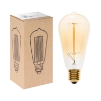 Лампа накаливания винтажная "Ретро", ST64, 60 Вт, Е27, 230 В, 145х64 мм, теплый белый Лампа накаливания винтажная "Ретро", ST64, 60 Вт, Е27, 230 В, 145х64 мм, теплый белый