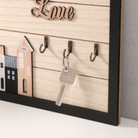 Крючки декоративные дерево "Домики в раме" 31х24 см