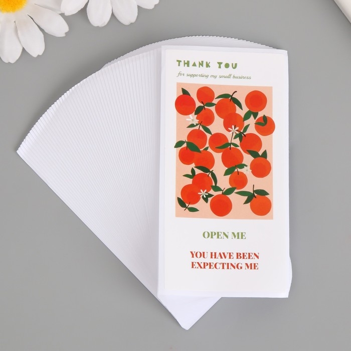 Наклейка бумага благодарность Наклейка бумага благодарность "Мандаринки" набор 50 шт 10х5 см