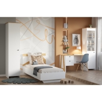 Кровать односпальная с основанием Теодора, сп/место 900*2000, Белый/Крафт золотой