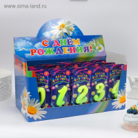 Шоу-бокс со свечами для торта цифры "Люминесцентные", 10,2 см, 50 штук Шоу-бокс со свечами для торта цифры "Люминесцентные", 10,2 см, 50 штук