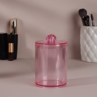 Органайзер для для ватных палочек, с крышкой, d = 6,7 × 10,5 см, в коробке, цвет розовый Органайзер для для ватных палочек, с крышкой, d = 6,7 × 10,5 см, в коробке, цвет розовый