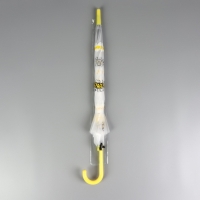 Зонт - трость полуавтоматический &laquo;Пчёлки&raquo;, 8 спиц, R = 45/54 см, D = 108 см, цвет прозрачный/белый/жёлтый