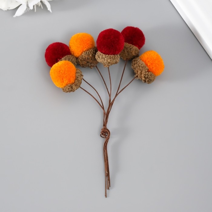 Цветы для декорирования Цветы для декорирования "Хлопчик" оранжево-бордовый 1 букет= 6 веточек d=2 см 11 см