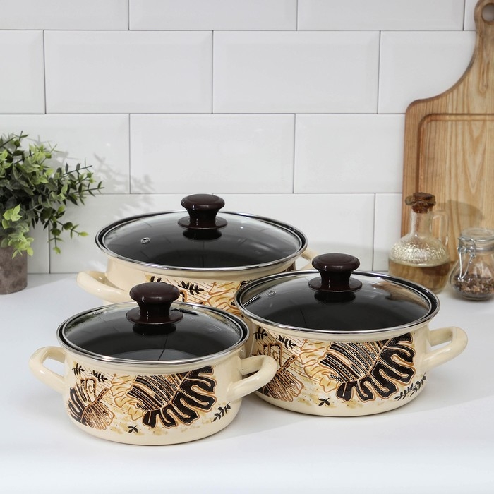 Набор кастрюль &laquo;Техас-1-Экстра&raquo;, 3 предмета: 1,5 л, 2 л, 3 л, крышки, индукция