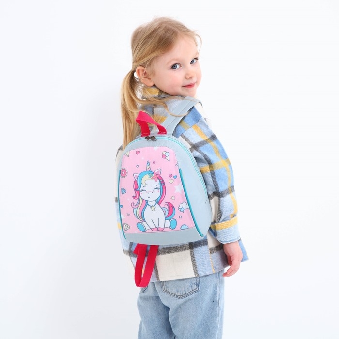 Рюкзак школьный детский для девочки «Единорожка», 20х13х26, отд на молнии, сиреневый Рюкзак школьный детский для девочки «Единорожка», 20х13х26, отд на молнии, сиреневый