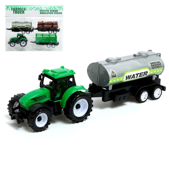 Набор игровой &laquo;Ферма&raquo;, инерция, трактор, 3 прицепа