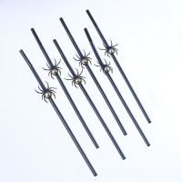 Трубочки для коктейля &laquo;Чёрные пауки&raquo;, в наборе 6 шт., с золотом